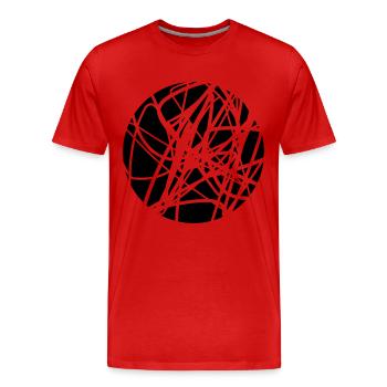 Motif griffonné strokes chaotique - T-shirt bio Premium Homme - rouge - Devant - Damien (186cm)