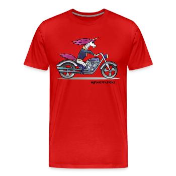 Badass motorcycle unicorn - myunicorn.rocks - T-shirt bio Premium Homme - rouge - Devant - Damien (186cm)