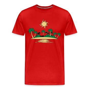 Island holiday sea sun - Men's Premium Organic T-Shirt - red - Front - Damien (186cm)
