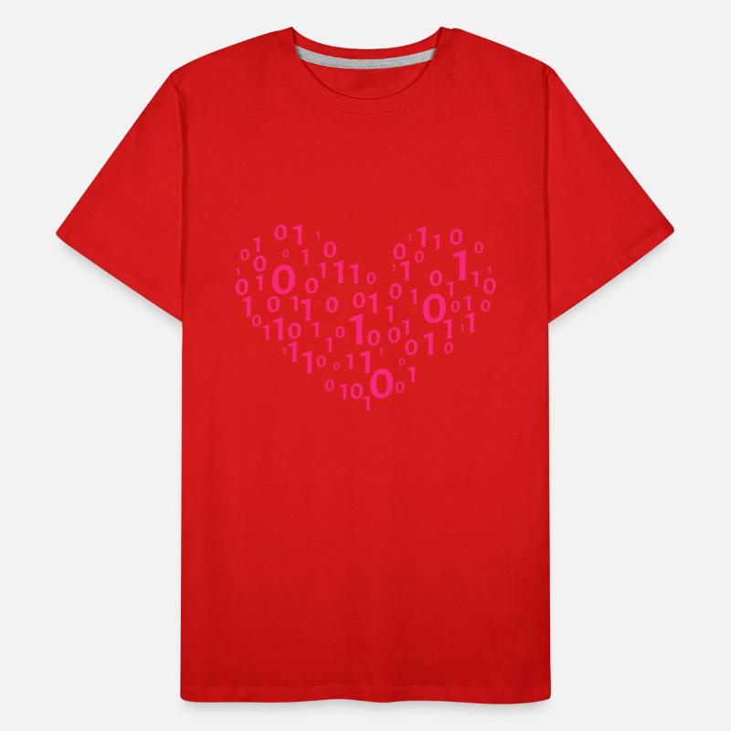 Heart Binary Coding Computer Science Gift Men's Premium Organic T-Shirt