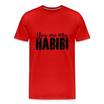 Habibi's | Yallah-Habibi Habibo Arabic Gifts - Men's Premium Organic T-Shirt - red - Front - Damien (186cm)