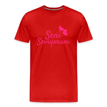 Seni Seviyorum Turkish - Men's Premium Organic T-Shirt - red - Front - Damien (186cm)