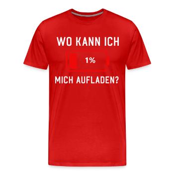 Wo kann ich mich Aufladen leere Akku und Batterie - Männer Premium Bio T-Shirt - Rot - Vorne - Damien (186cm)