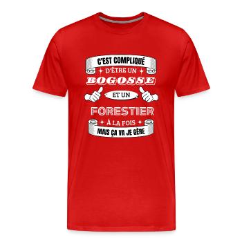 Forestier bogosse - T-shirt bio Premium Homme - rouge - Devant - Damien (186cm)
