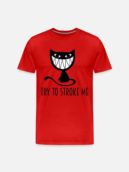 try to stroke me cat - Men's Premium Organic T-Shirt - red