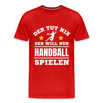 Handball Spielen Spieler Handball Liebhaber - Männer Premium Bio T-Shirt - Rot - Vorne - Damien (186cm)