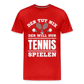 Tennis Tennisspieler Tennis spielen - Männer Premium Bio T-Shirt - Rot - Vorne - Damien (186cm)