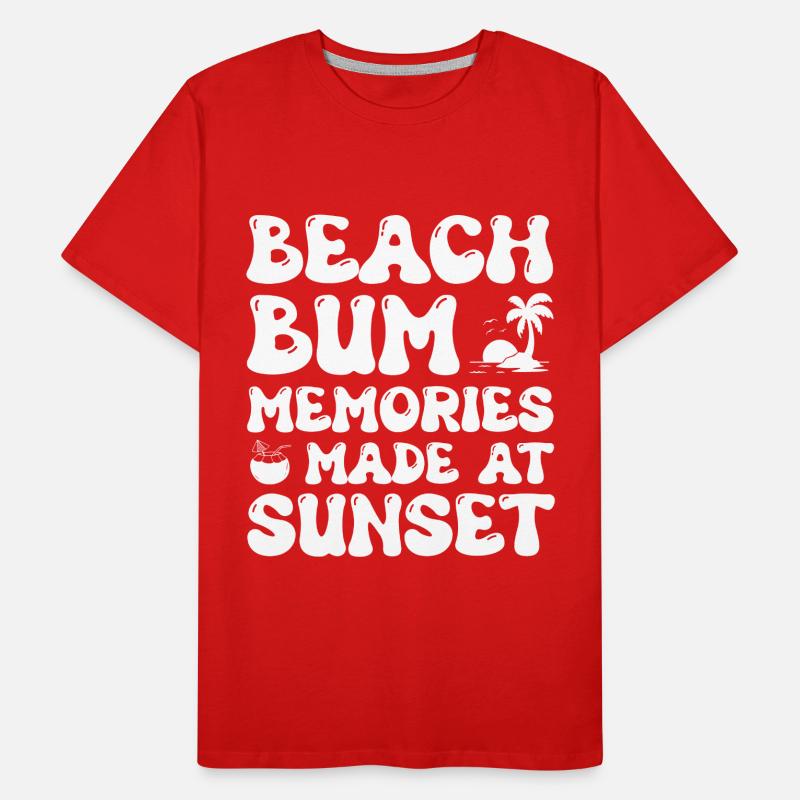 Souvenirs de clochard de plage faits au coucher du soleil T-shirt bio Premium Homme