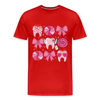 Dent Sucrées & Noeud Coquette Dentiste - T-shirt bio Premium Homme - rouge - Devant - Damien (186cm)