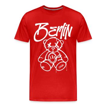Berlin Style Berliner Bär Maskottchen Geschenk - Männer Premium Bio T-Shirt - Rot - Vorne - Damien (186cm)