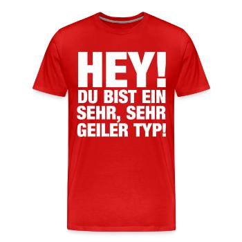 Sehr, sehr geiler Typ! - Männer Premium Bio T-Shirt - Rot - Vorne - Damien (186cm)