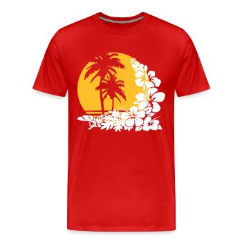 Palm Sunset - T-shirt bio Premium Homme - rouge - Devant - Damien (186cm)