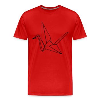 Grue en origami - T-shirt bio Premium Homme - rouge - Devant - Damien (186cm)