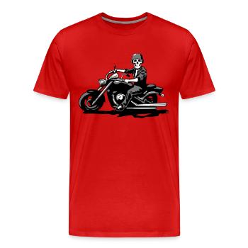 Motorcycle chopper cool skull steel helmet - Men's Premium Organic T-Shirt - red - Front - Damien (186cm)