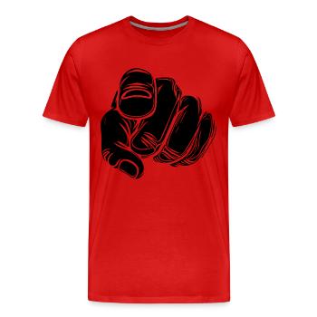 Zeigefinger mit Vector Hand - Männer Premium Bio T-Shirt - Rot - Vorne - Damien (186cm)