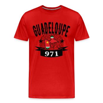 drapeau et carte geographique de la guadeloupe 971 - T-shirt bio Premium Homme - rouge - Devant - Damien (186cm)