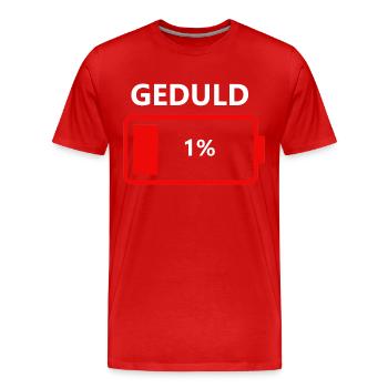 Bitte Geduld ein leeres Akku mit einem Prozent - Männer Premium Bio T-Shirt - Rot - Vorne - Damien (186cm)