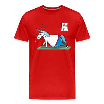 "Fluffy" fat unicorn - Men's Premium Organic T-Shirt - red - Front - Damien (186cm)