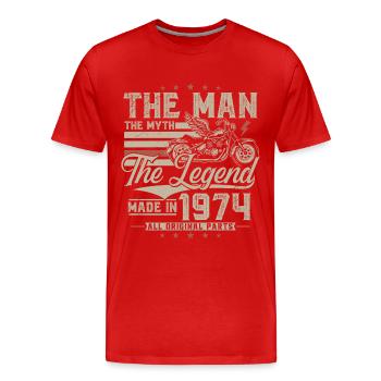 1974 homme mythe légende moto motard - T-shirt bio Premium Homme - rouge - Devant - Damien (186cm)