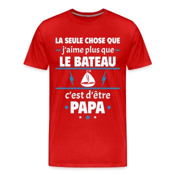 Plus que le bateau c'est d'être papa, noël - T-shirt bio Premium Homme - rouge - Devant - Damien (186cm)