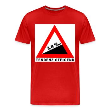 3,8 Promille - TENDENZ STEIGEND - Männer Premium Bio T-Shirt - Rot - Vorne - Damien (186cm)