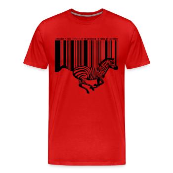 ZEBRE CODE BARRE - T-shirt bio Premium Homme - rouge - Devant - Damien (186cm)