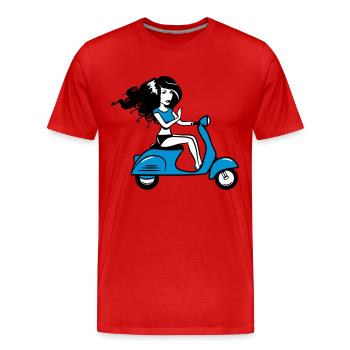 Scooter girl sexy - Men's Premium Organic T-Shirt - red - Front - Damien (186cm)