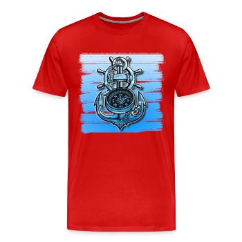 Anchor Design Ship Bateau Maritime Maritime - T-shirt bio Premium Homme - rouge - Devant - Damien (186cm)