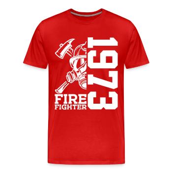 53RD BIRTHDAY FIRE BRIGADE 1973 FIREFIGHTER - Men's Premium Organic T-Shirt - red - Front - Damien (186cm)