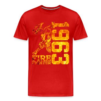63. GEBURTSTAG FEUERWEHR 1963 - Männer Premium Bio T-Shirt - Rot - Vorne - Damien (186cm)