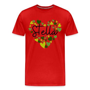 J’adore les cœurs Stella en vert - T-shirt bio Premium Homme - rouge - Devant - Damien (186cm)
