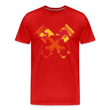 PISTON / FORCER / MOTEUR / MOTEUR CAMO / CAMOUFLAGE - T-shirt bio Premium Homme - rouge - Devant - Damien (186cm)