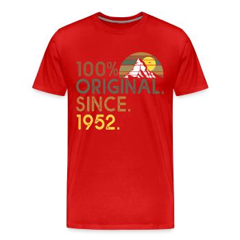 100% original since 1952 anniversary 70 years hike - Men's Premium Organic T-Shirt - red - Front - Damien (186cm)