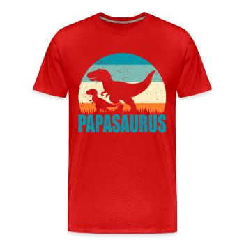 Papasaurus Father's Day Dad Dad Gift Idea - Men's Premium Organic T-Shirt - red - Front - Damien (186cm)
