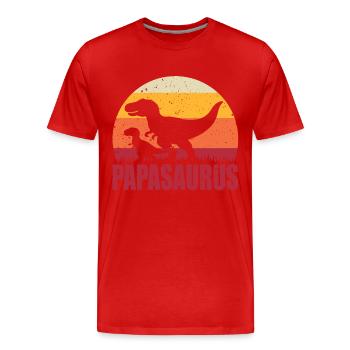 Papasaurus Father's Day Dad Dad Gift Idea - Men's Premium Organic T-Shirt - red - Front - Damien (186cm)