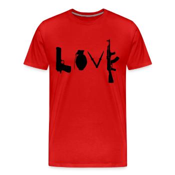 L'amour est guerre - T-shirt bio Premium Homme - rouge - Devant - Damien (186cm)