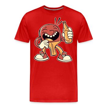Table tennis bat with beer bottle beer plays - Men's Premium Organic T-Shirt - red - Front - Damien (186cm)