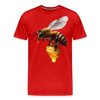 Abeille en nid d’abeille - T-shirt bio Premium Homme - rouge - Devant - Damien (186cm)