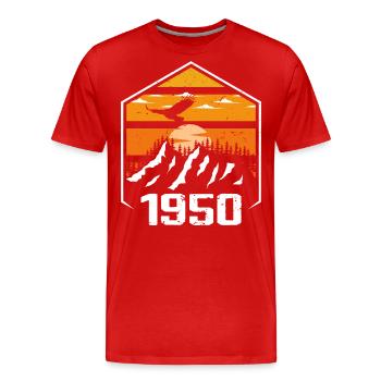 Jubiläum 1950 Jahrgang 1950 Baujahr 1950 Baujahr 1950 - Männer Premium Bio T-Shirt - Rot - Vorne - Damien (186cm)