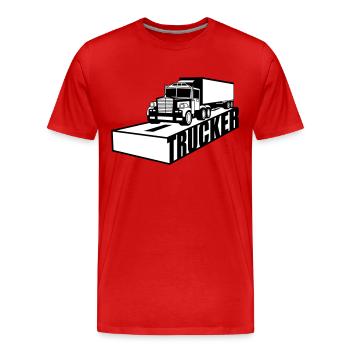 road text logo truck truck lorry remote driver f - Men's Premium Organic T-Shirt - red - Front - Damien (186cm)