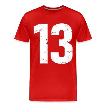 Cooles Geschenk zum 13. Geburtstag von 13 - 13 Jahren - Männer Premium Bio T-Shirt - Rot - Vorne - Damien (186cm)