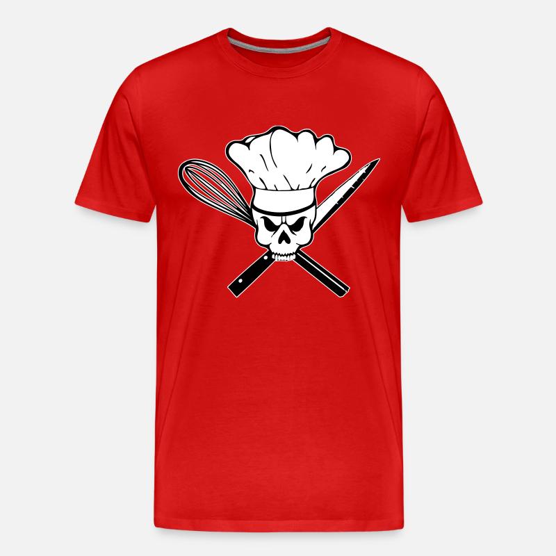 Koch Pirat oder Rebell Totenkopf - Männer Premium Bio T-Shirt - Rot