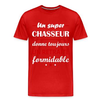 Un super chasseur, retraité, cadeau retraite - T-shirt bio Premium Homme - rouge - Devant - Damien (186cm)