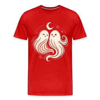 Duo fantomatique dans des tourbillons au clair de lune - T-shirt bio Premium Homme - rouge - Devant - Damien (186cm)