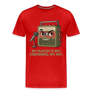 90 % de confiance en soi, 10 % de tonalité - T-shirt bio Premium Homme - rouge - Devant - Damien (186cm)