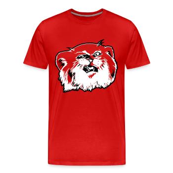 Pallaskatze Manul Gesicht - Männer Premium Bio T-Shirt - Rot - Vorne - Damien (186cm)