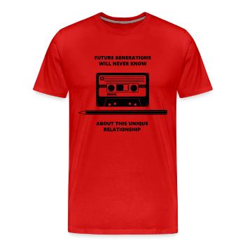 Audio Tape Stift Pencil Relationship - Männer Premium Bio T-Shirt - Rot - Vorne - Damien (186cm)