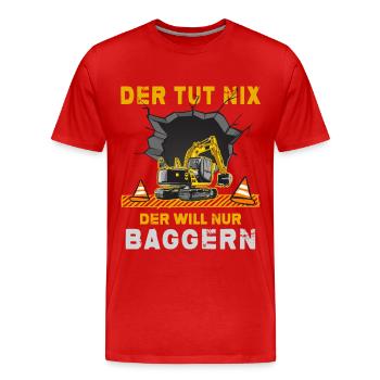 Bagger Baggerfahrer Baggerschaufel Bauleiter - Männer Premium Bio T-Shirt - Rot - Vorne - Damien (186cm)