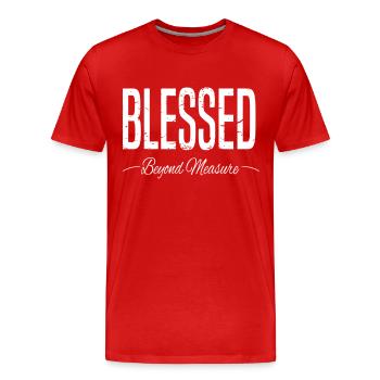 BÉNÉDICTION Beyond Measure grunge - T-shirt bio Premium Homme - rouge - Devant - Damien (186cm)