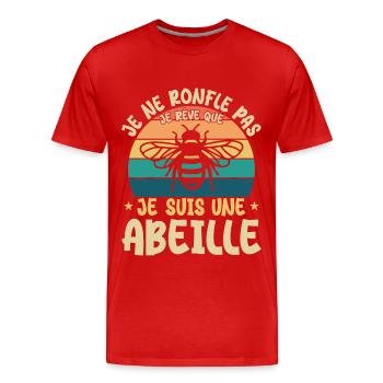 Ich schnarche nicht, ich träume, ich bin eine Biene - Männer Premium Bio T-Shirt - Rot - Vorne - Damien (186cm)